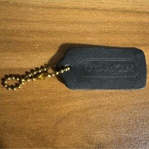Vintage Coach Hang Tag Black Leather One Sided Leatherware Bag Charm Keychain